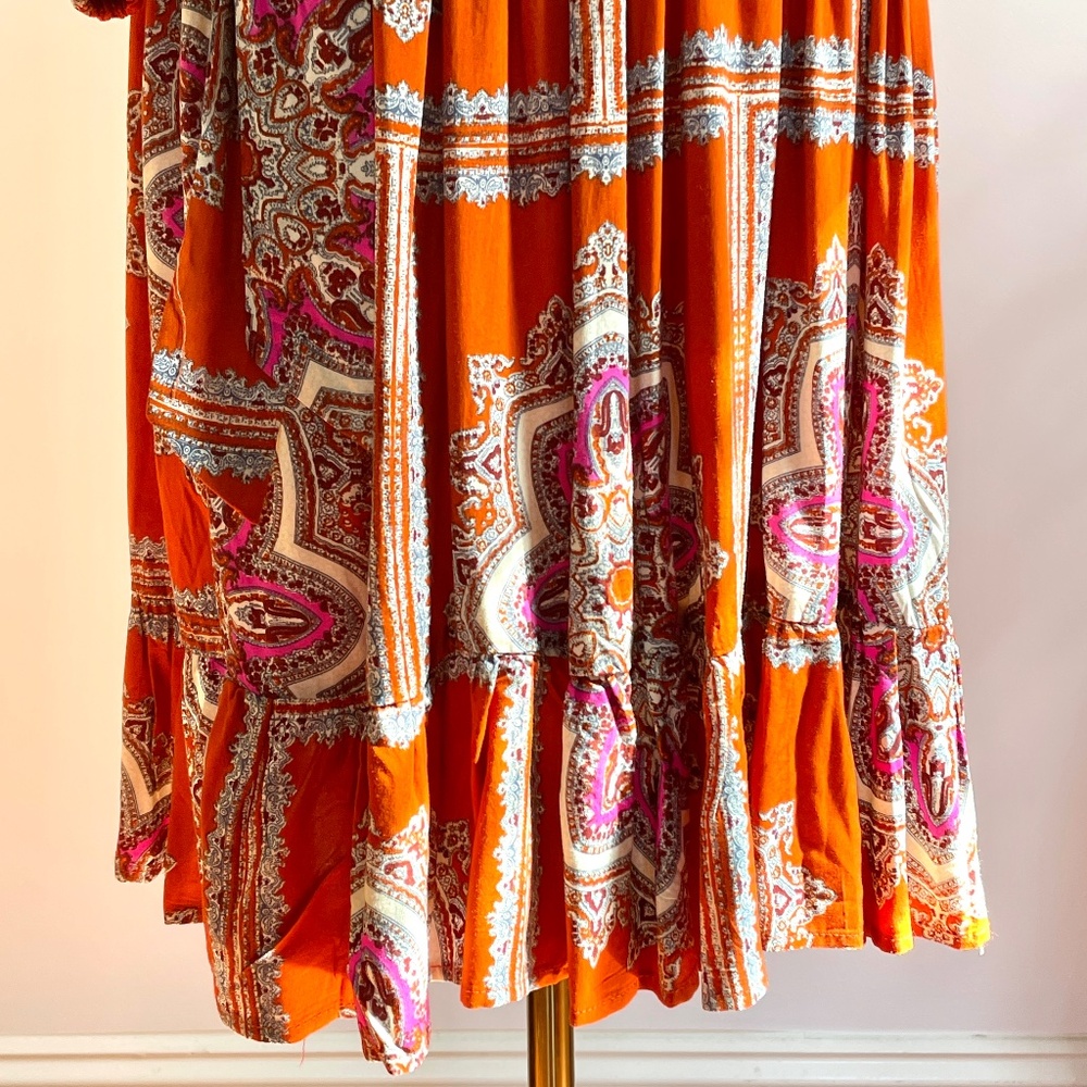 Porridge Anthropologie Boho Paisley Mini Dress S Tie Waist Festival Hippie Indie - Picture 4 of 13